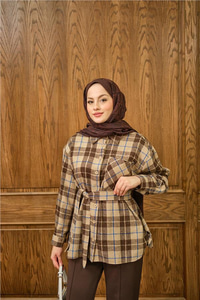 Ekose Desen Gömlek Kahverengi