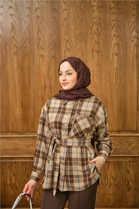 Ekose Desen Gömlek Kahverengi