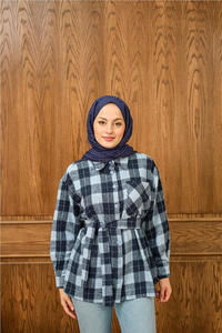 Ekose Desen Gömlek Mavi