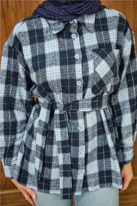 Ekose Desen Gömlek Mavi