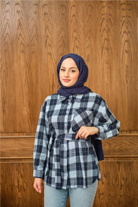 Ekose Desen Gömlek Mavi