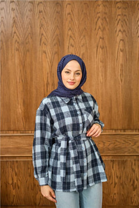 Ekose Desen Gömlek Mavi