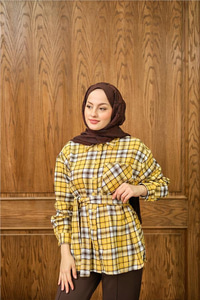 Ekose Desen Gömlek Sarı