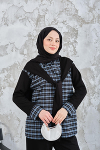 Ekose Desen İkili Takım Açık Mavi