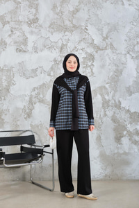 Ekose Desen İkili Takım Açık Mavi