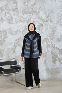 Ekose Desen İkili Takım Açık Mavi