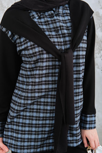 Ekose Desen İkili Takım Açık Mavi