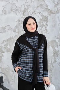 Ekose Desen İkili Takım Açık Mavi