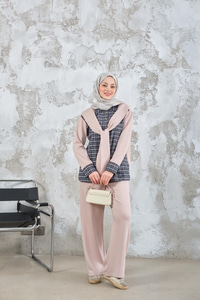 Ekose Desen İkili Takım Krem