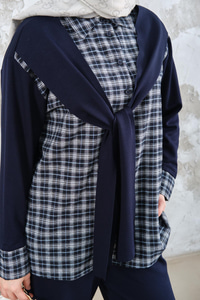 Ekose Desen İkili Takım Lacivert