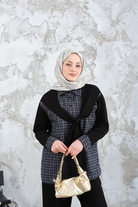 Ekose Desen İkili Takım Siyah