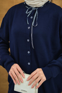 Ekose Düğmeli Takım Lacivert