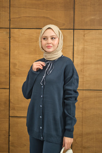 Ekose Düğmeli Takım Petrol Mavi