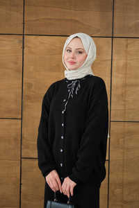 Ekose Düğmeli Takım Siyah