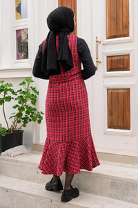 Eteği Fırfırlı Kuşaklı Tüvit Jile Fuşya