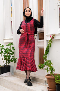 Eteği Fırfırlı Kuşaklı Tüvit Jile Fuşya