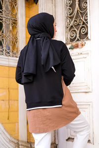 Eteği Gömlek Detaylı Sweat  Siyah