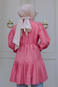 Eteği Piliseli Gömlek Pembe