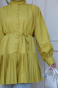 Eteği Piliseli Gömlek Yağ Yeşil