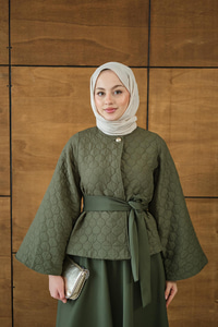 Eteği Scuba Kapitone Takım Yeşil