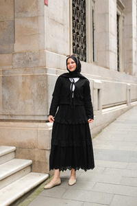 Eteği Volanlı Takım Siyah