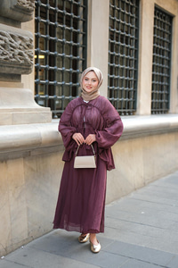 Etekli Kimono Takım Bordo