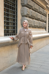 Etekli Kimono Takım Haki Yeşil