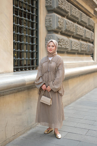 Etekli Kimono Takım Haki Yeşil