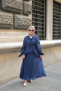 Etekli Kimono Takım Lacivert