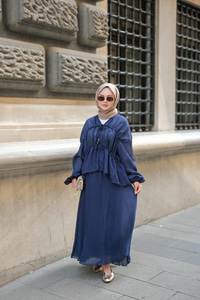 Etekli Kimono Takım Lacivert