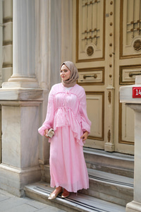 Etekli Kimono Takım Pembe