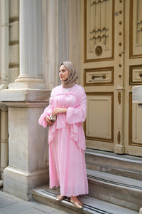 Etekli Kimono Takım Pembe