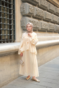 Etekli Kimono Takım Sarı