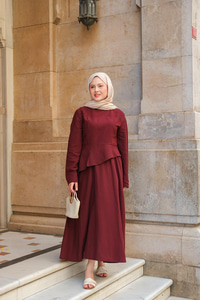 Etekli Sedef Takım Bordo