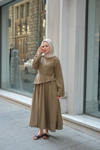 Etekli Sedef Takım Haki Yeşil