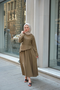 Etekli Sedef Takım Haki Yeşil