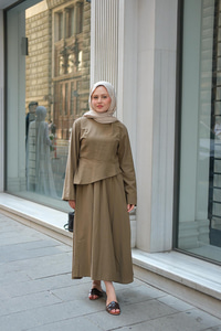 Etekli Sedef Takım Haki Yeşil