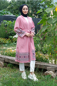 Uygun Fiyatlı ETNIK DESEN BEL BAGLAMALI KIMONO | Loccomoda.com 