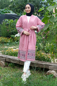 Uygun Fiyatlı ETNIK DESEN BEL BAGLAMALI KIMONO | Loccomoda.com 