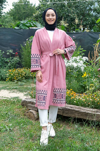 Uygun Fiyatlı ETNIK DESEN BEL BAGLAMALI KIMONO | Loccomoda.com 