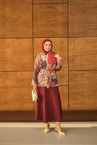 Etnik Desen Bel Bağlamalı Kimono Mavi