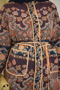 Etnik Desen Biyeli Ceket Mürdüm