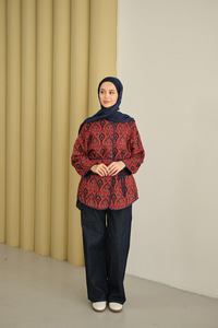 Etnik Desen Ceket Bordo