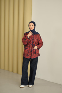 Etnik Desen Ceket Bordo