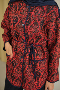 Etnik Desen Ceket Bordo