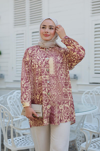 Etnik Desen Gömlek Sarı