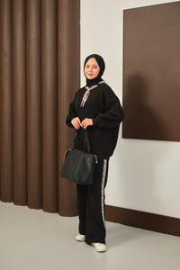 Etnik Desen İkili Takım Siyah