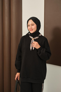 Etnik Desen İkili Takım Siyah