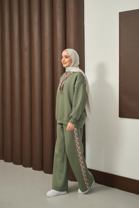 Etnik Desen İkili Takım Yeşil