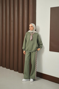 Etnik Desen İkili Takım Yeşil